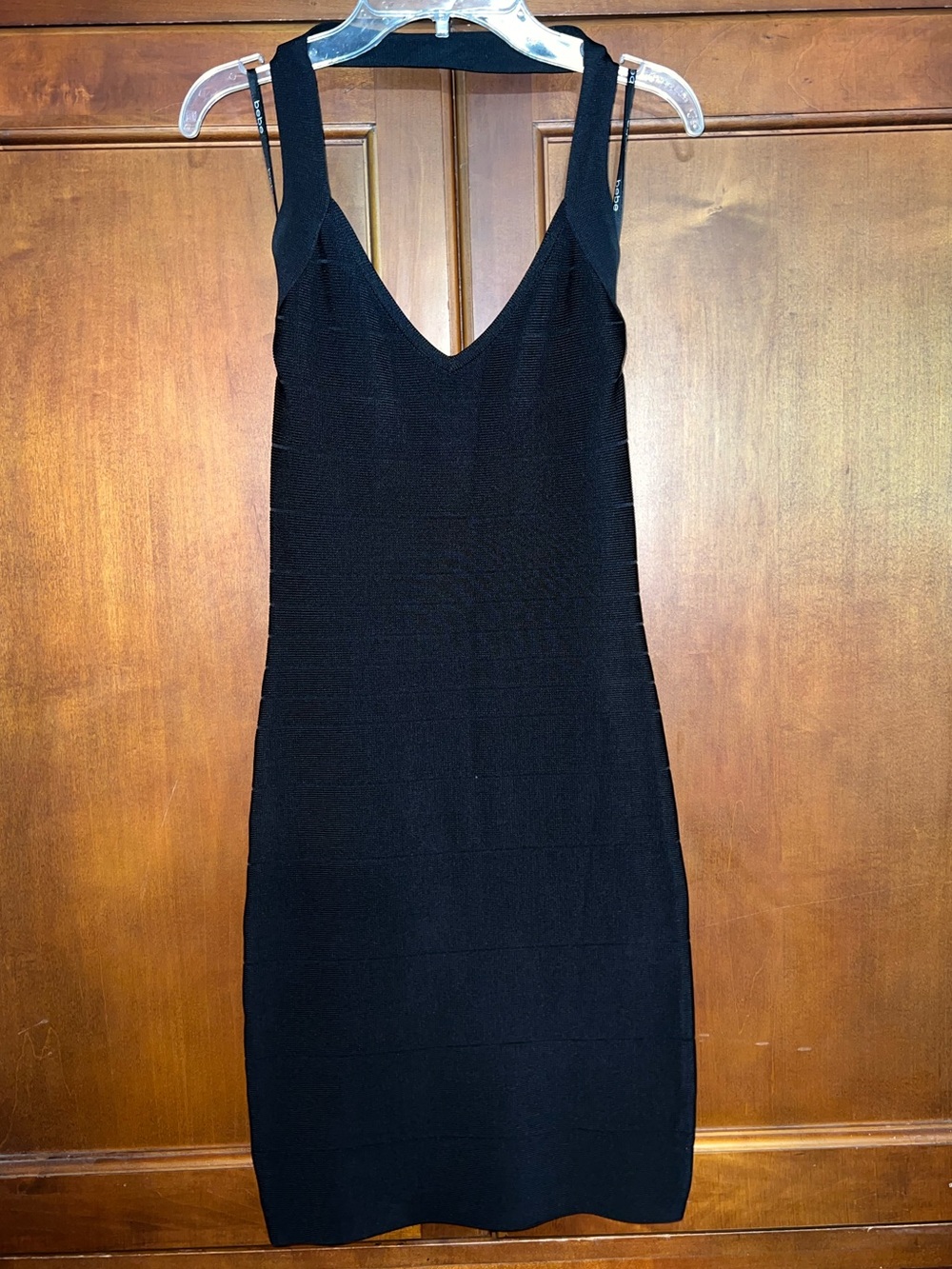 bebe ribbed halter neck bodycon dress